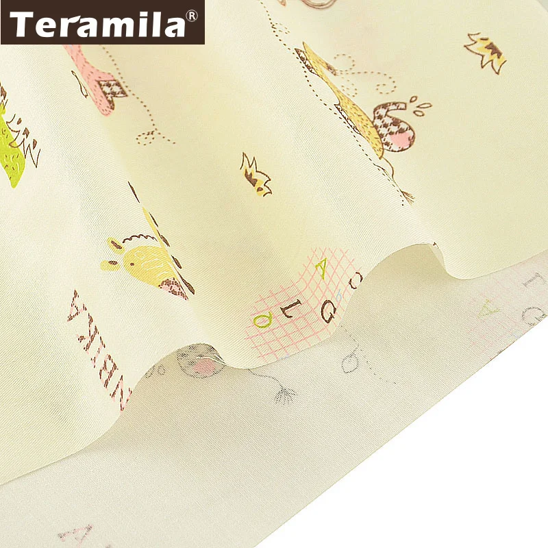 Teramila детская ткань 100% хлопок Мультяшные животные стиль бежевый твил швейный