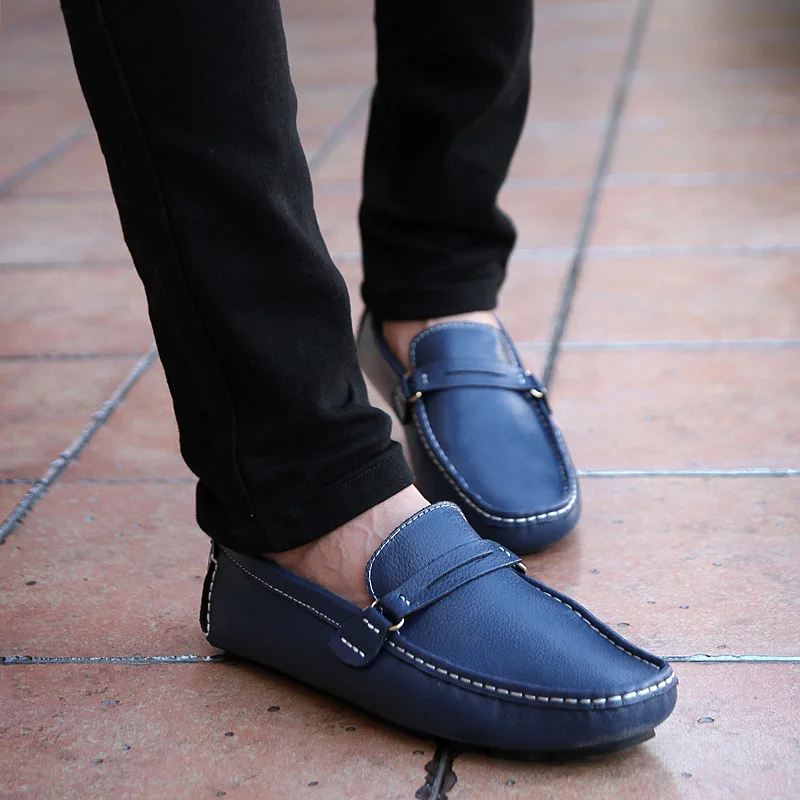 Fashion Genuine Leather Men Loafers Spring Autumm Flat Driving Shoes Solid Slip on | Обувь
