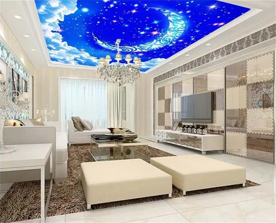 3d wallpaper custom photo mural Beautiful dream star moon clouds zenith ceiling room for wall non-woven | Обустройство дома