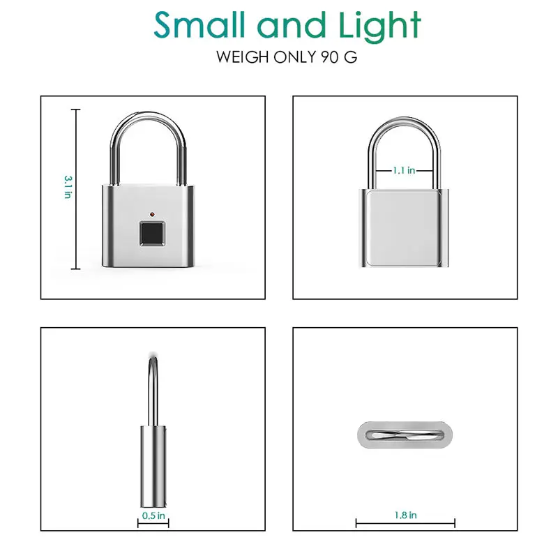 Mini Small USB Rechargeable Electronic Biometric Fingerprint Lock Door Security Padlock Luggage Waterproof For Locker | Обустройство