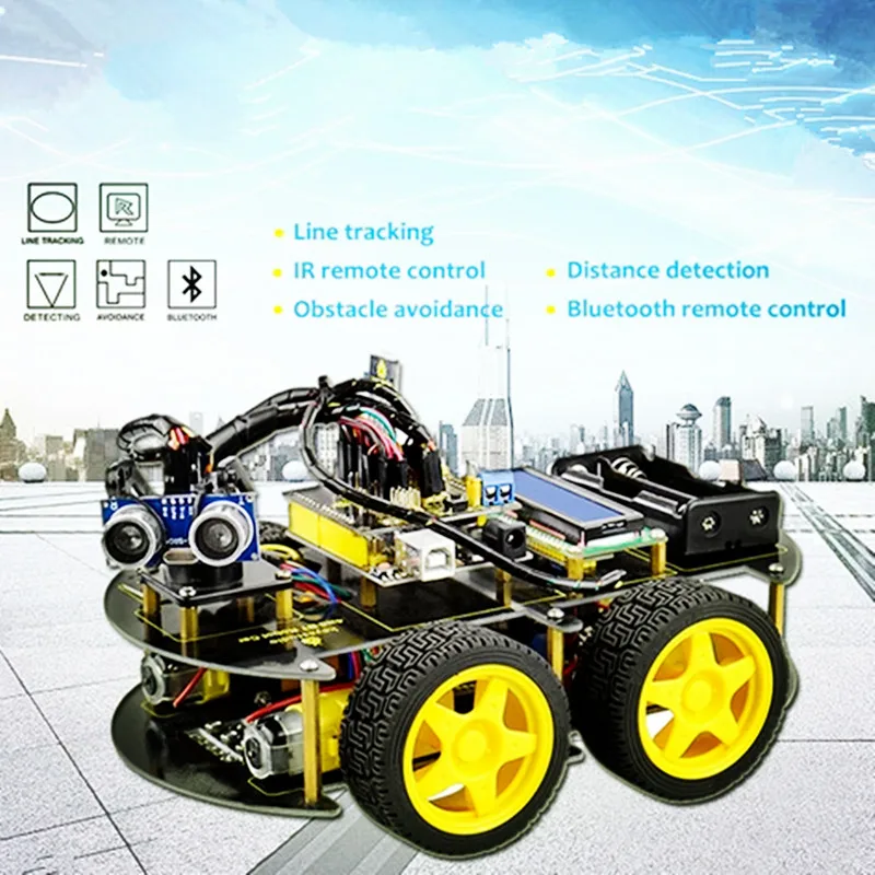 Keyestudio 4WD Bluetooth Мультифункциональный DIY умный автомобиль для Arduino робот