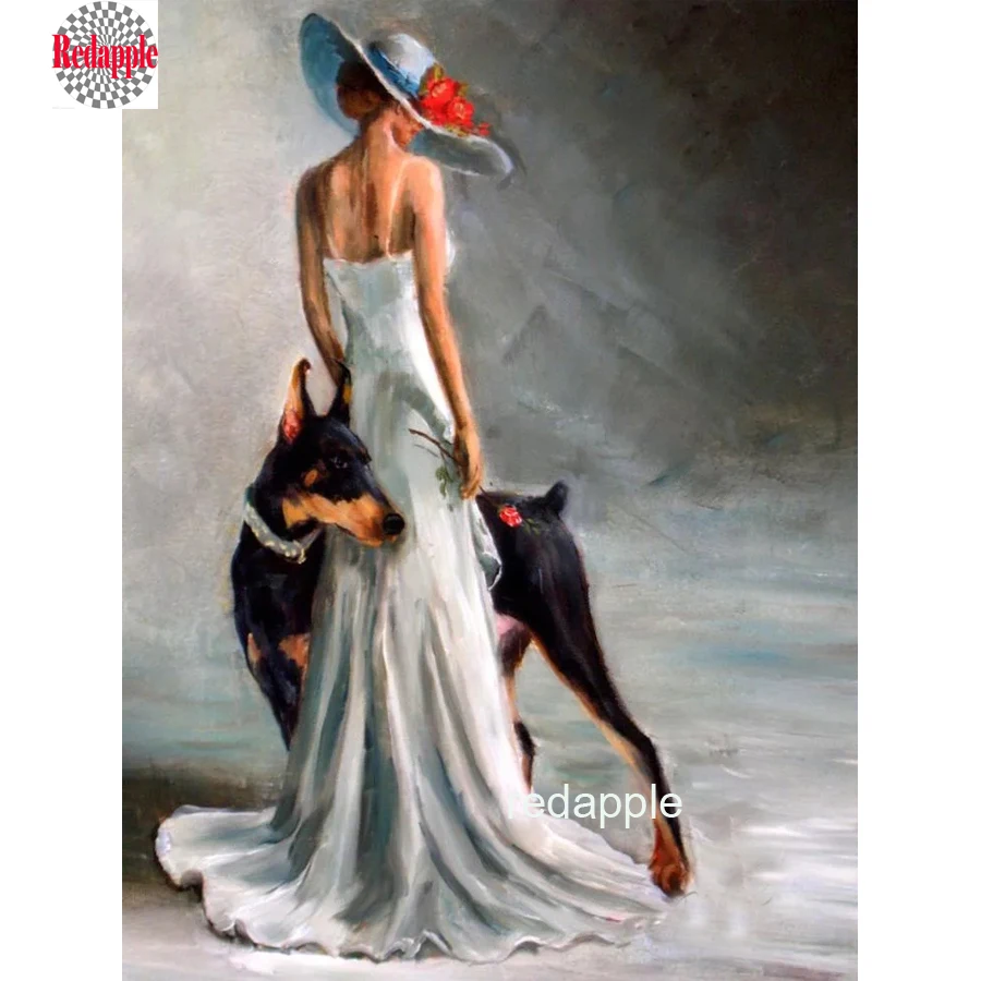 

Doberman Pinscher and women,5D алмазная живопись своими руками, вышивка крестом, алмазная вышивка мозаичные бусины, 3d картина, полная квадратная дрель