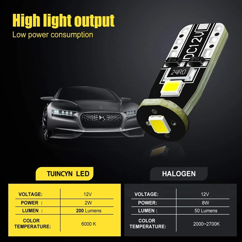 Katur 10 шт. 3030 SMD T10 W5W 194 Светодиодные лампы парковочный автомобильный Светодиодный