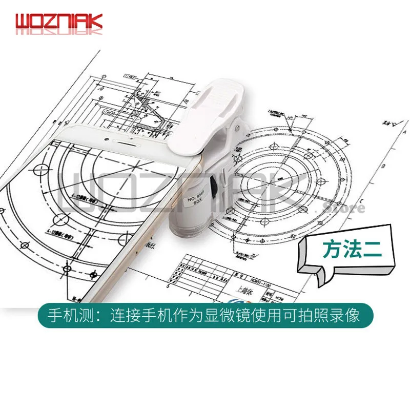 Возняк лупа 60x фото ленточная лампа регулируемый мини портативный сотовый