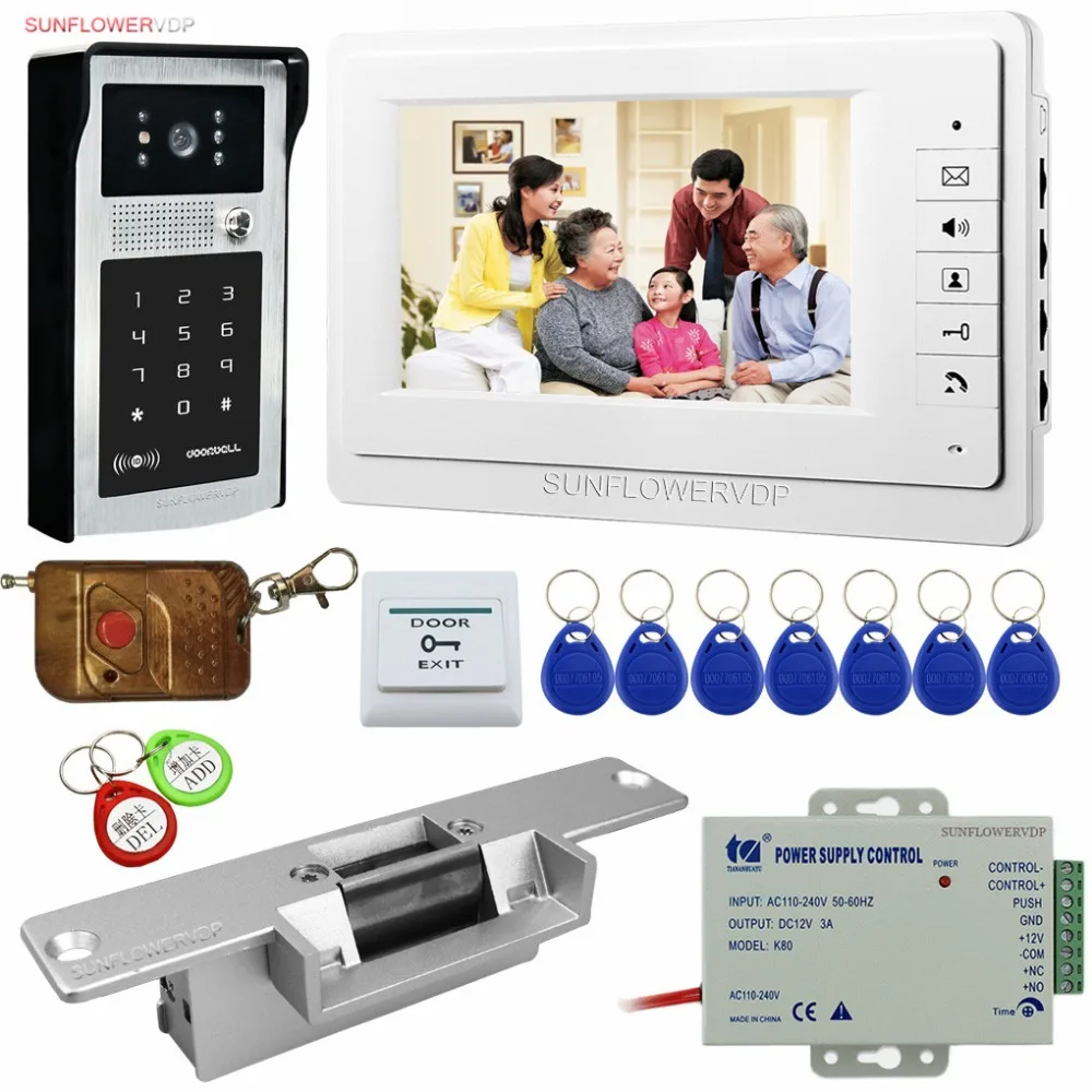 Rfid Клавиатура камера Интерком видео глаз с 7 &quotцветной экран телефон двери