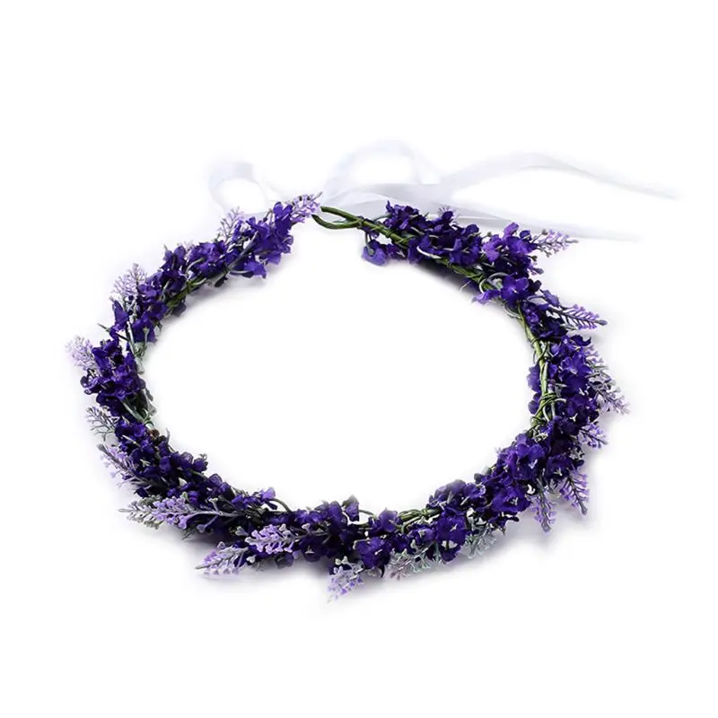 

Simulated Flower Headband Lavender Floral Hair Band Garland Tiara Crown Headdress Decor Dreamlike For Wedding Party Prom