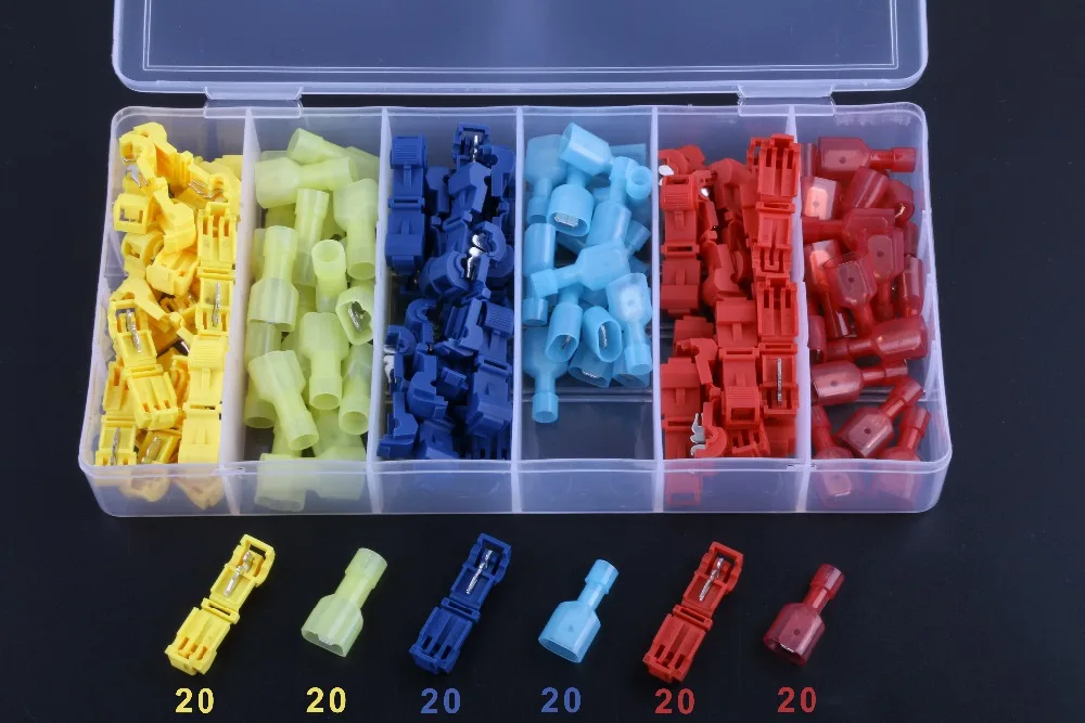 120 шт. (60 комплектов) соединители для проводов обжимные клеммы шотландский замок Т