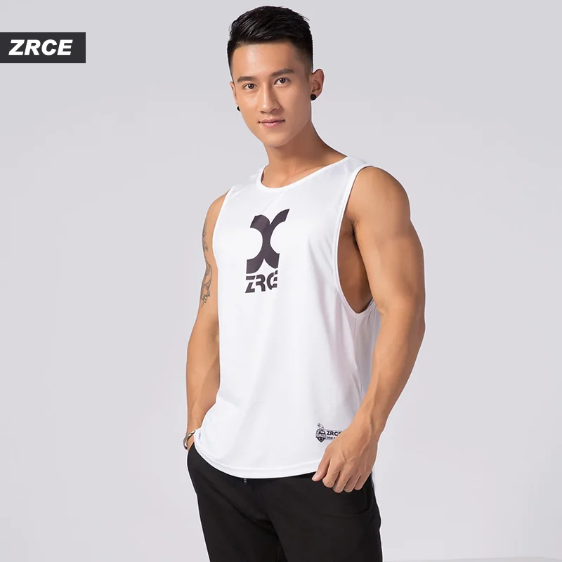 ZRCE брендовая мужская полиэфирная дышащая быстросохнущая для фитнеса рубашка с