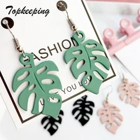topkeeping chic vintage leaf earrings design bohemian hollow dangle drop earrings charm alloy ear jewelry for women