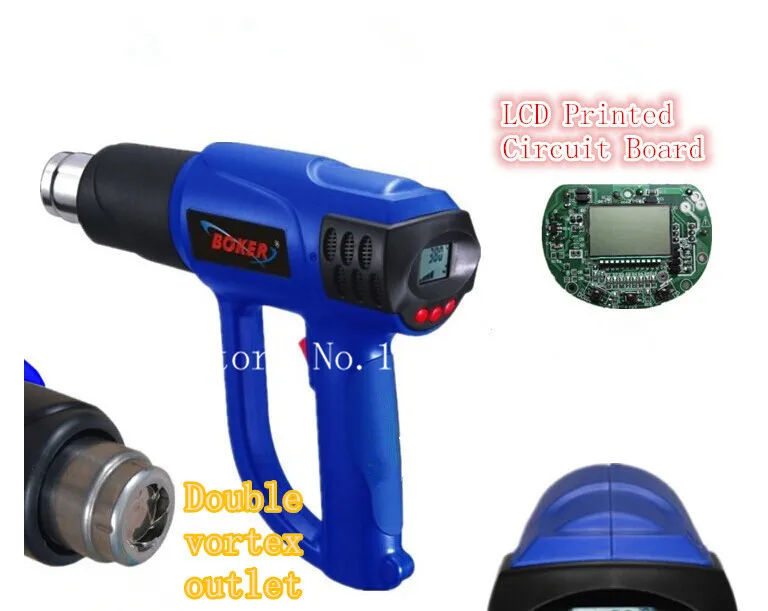 Тепловой пистолет с цифровым дисплеем 2000 Вт 4 насадки|heat gun|heat gun 2000wheat digital |
