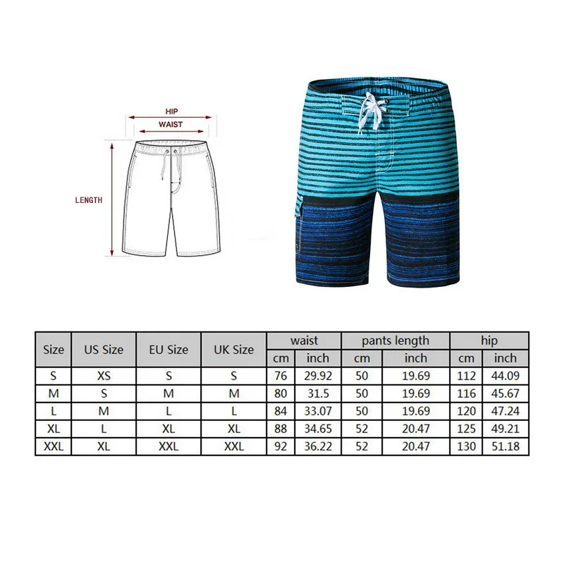 HEFLASHOR 2019 Fashion Male Beachwear Striped Printed Beach Shorts Men Swim Trunks Quick Dry Board With Mesh Lining Soft | Мужская