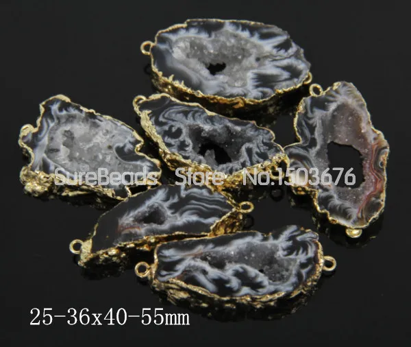 

Hot Fashion!5pcs/lot,Natural Drusy Druzy Onxy Slice Stone Pendant,Godl Plated Edged Freedom Slabs Geode Jewelry Necklace Making