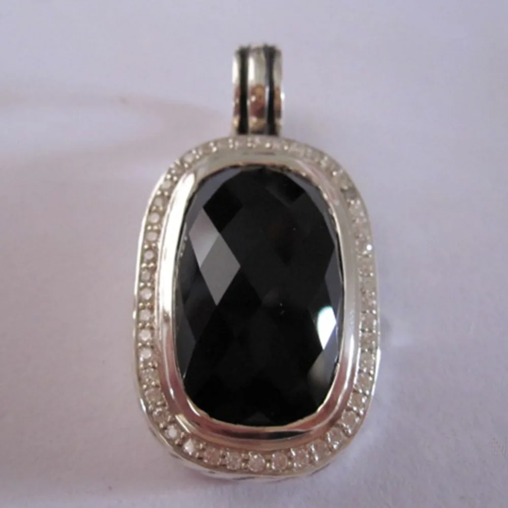 Твердые 925 серебряные ювелирные изделия 21X12MM черным ониксом стойкая краска для