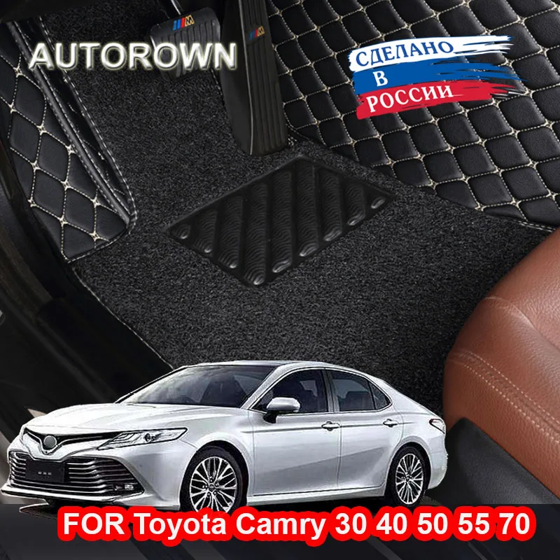 Автотовары для авто аксессуары для авто для машины 3д коврики для авто из экокожи полный комплект на весь салон автомобильные коврики для Toyota Camry 30 40 50 70 2006 2008 2010 водонепроницаемые автоковрики