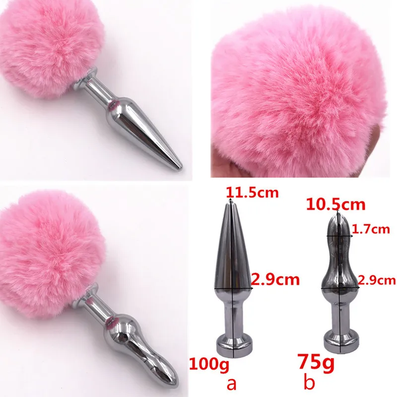 Anal Plug Male Masturbation Metal Butt Bead Rabbit Tail Conical Sex Toys for Women H8-59G | Красота и здоровье