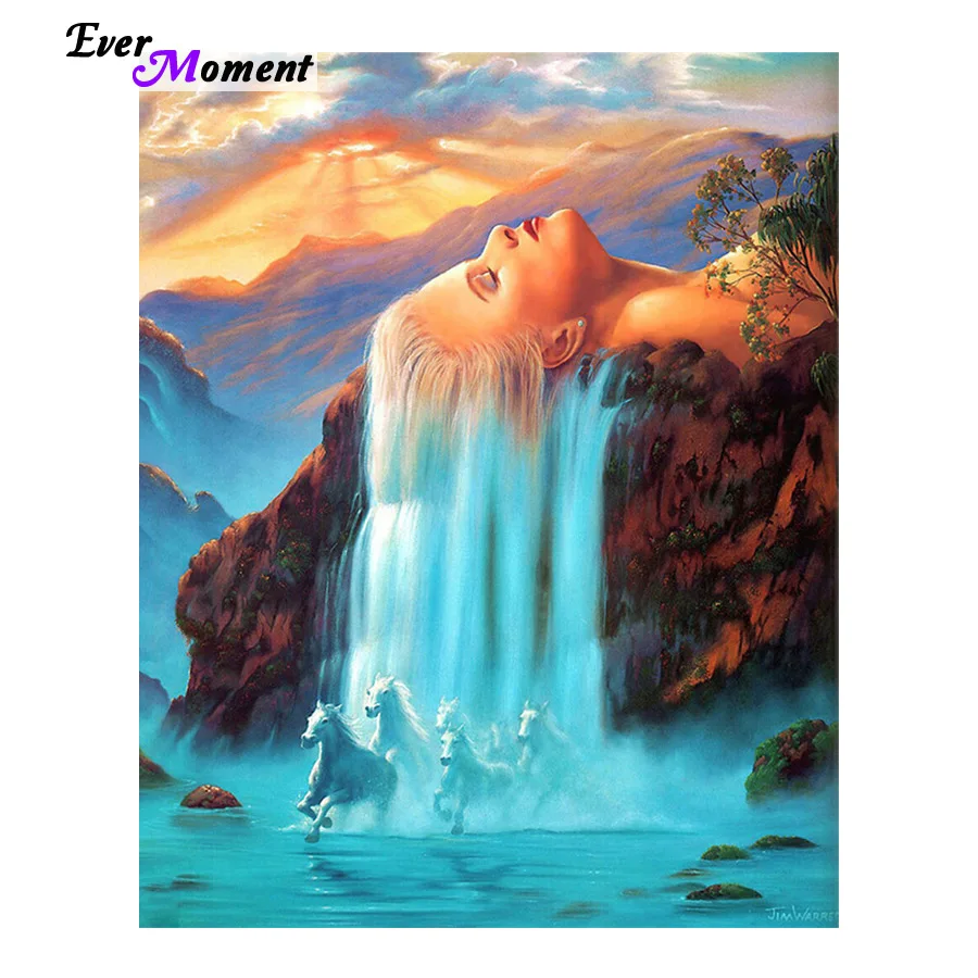 Украшение для дома алмазная вышивка женские волосы анимированный водопад лошадь