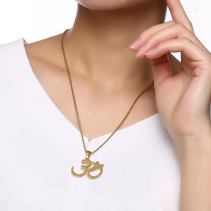 Ожерелье с подвеской Modyle AUM/OM золотистая цепочка из нержавеющей стали для женщин