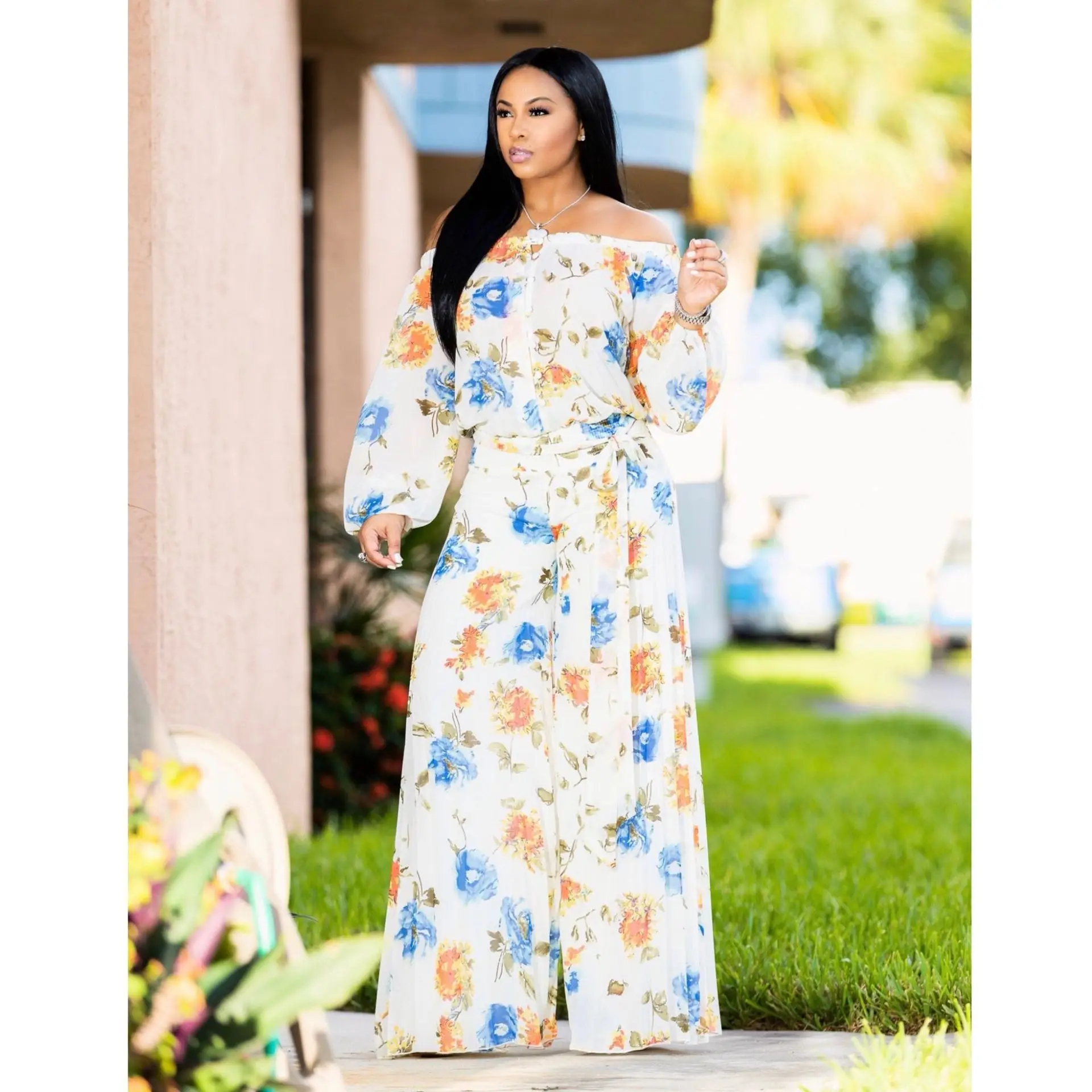 Women's Plus Size Jumpsuits Tube Top Flroal Long Casual Loose Romper Flare Boot Cut Pants Rave Festival Clothing | Женская одежда