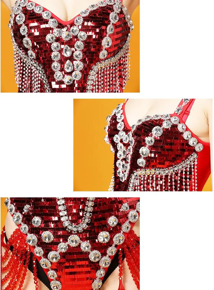 Sexy Red Sequins Crystals Bodysuit sexy Rhinestones Design Chains Costume Wedding Evening Wear Female Singer Dancer Nightclub |