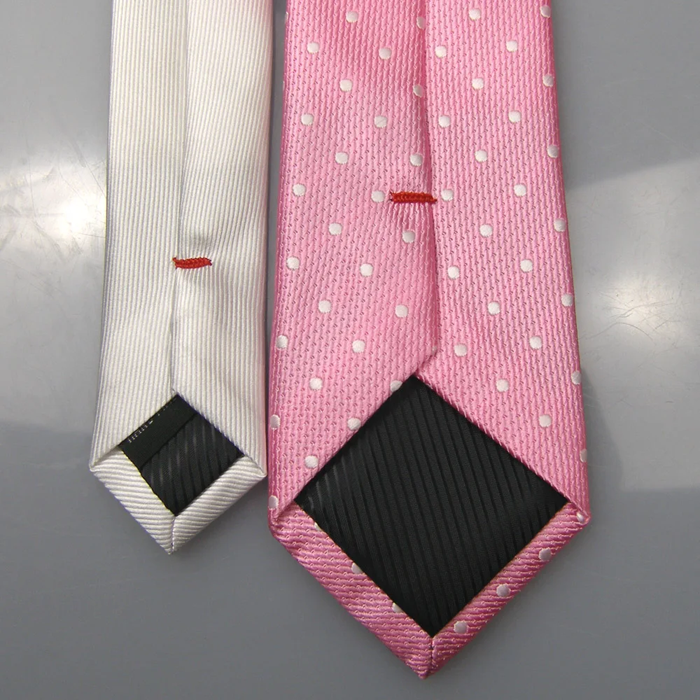 LAMMULIN мужские галстуки белый Узел контрастный розовый с белым Горошек