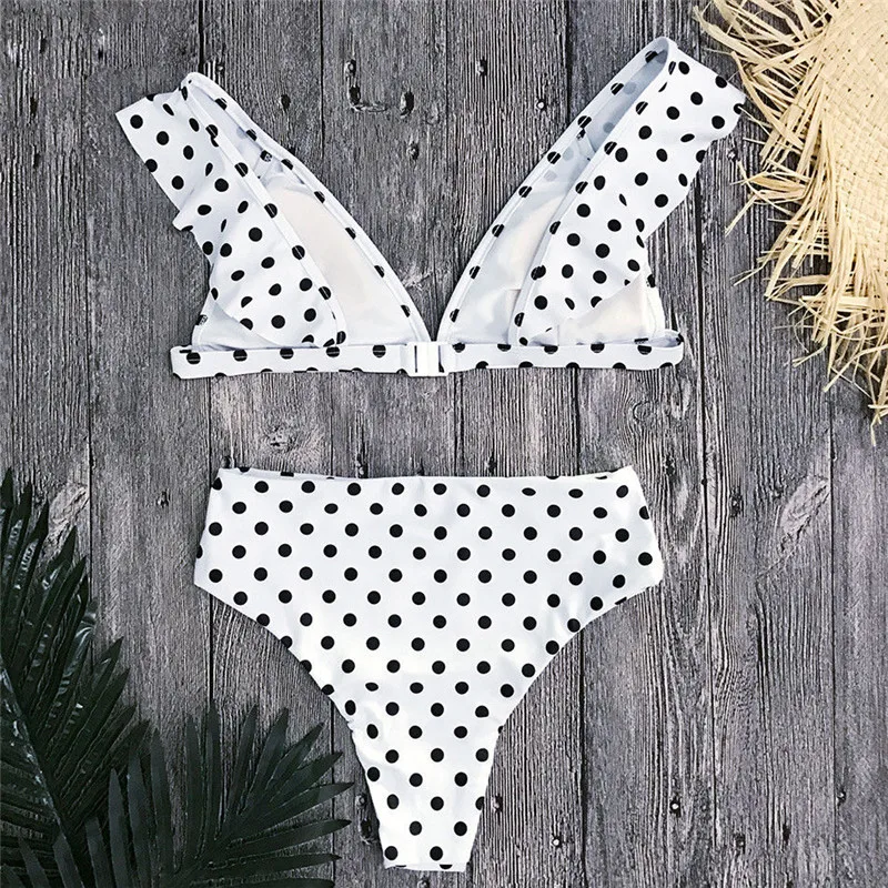 Сексуальный женский купальник с узором в горошек новинка 2018 треугольный