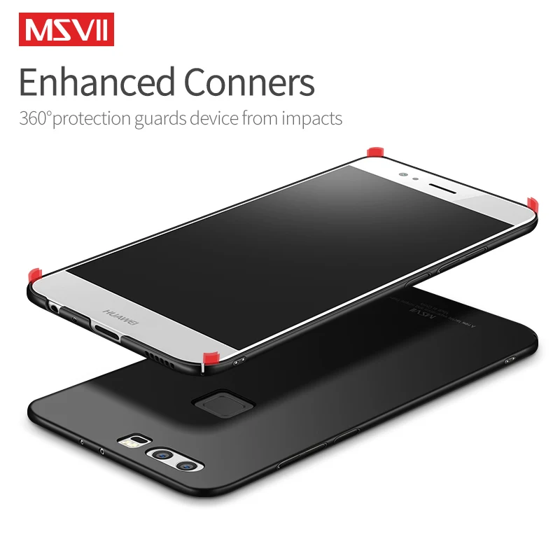 Msvii мобильный телефон чехол для Huawei P9 анти отпечатков пальцев Силиконовый полный