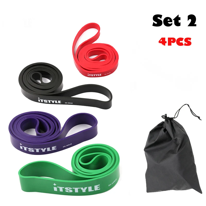 Set 2 4pcs 208 см резистивные полосы, подтягивающие, укрепляющие мышцы, петля, фитнес-расширитель силы 41" - Цвет: Set 2 4pcs