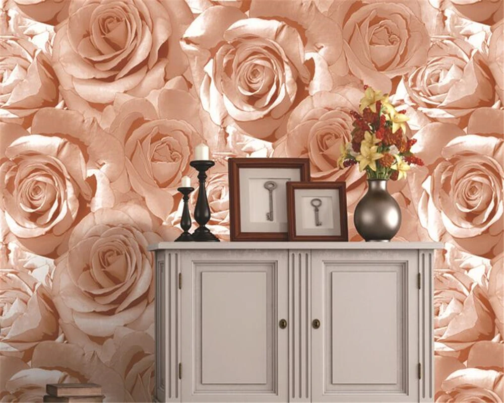 

beibehang papel de parede Padded waterproof red rose background wall wallpaper living room bedroom beauty salon clothing store