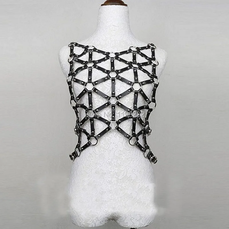 Кожаный ремень ручной работы в стиле панк рок готика|leather harness body bondage|corset