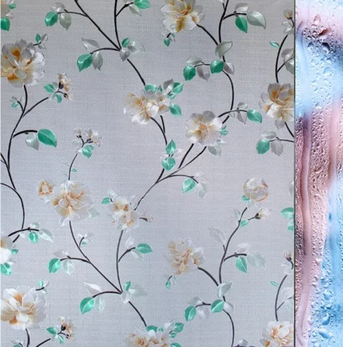 

Водонепроницаемые оконные пленки для конфиденциальности, матовые статические декоративные оконные наклейки без клея, 3D тисненые цветы