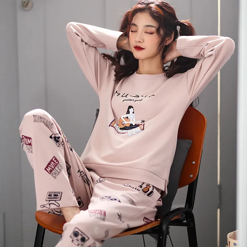 WEIXIANG 2019 Новый печати Пижама женская Демисезонный зимняя пижама хлопковая