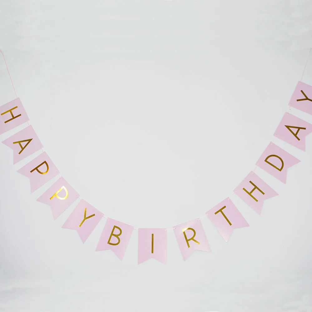 13 шт./компл. Белые и розовые счастливые Баннеры для дня рождения золотые письма