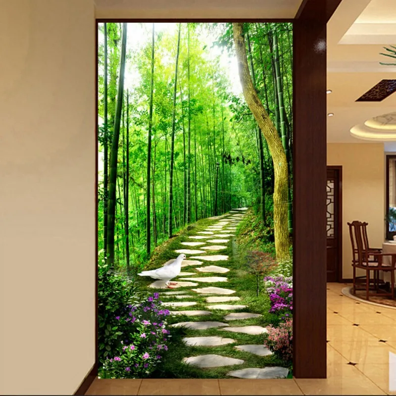 

3D фоновые фотообои для стен, вход в коридор, бамбуковая роща, 3 d
