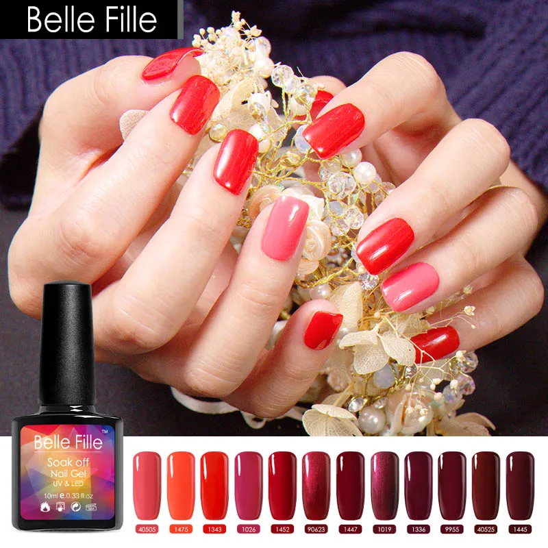 Belle Fille Роза цвет красного вина серии Цвет Gelpolish UV Гель Soak Off лак для ногтей 10 мл Лак