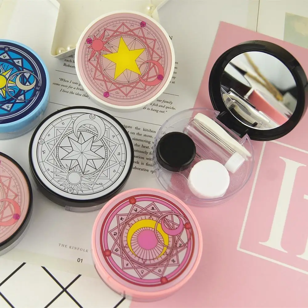 

7.5x7.5x2.1cm Cute Moon Star Contact Lens Cases Glasses Case Plastic Round Eyes Contact Lenses Box Mix Colors 2pcs Wholesale