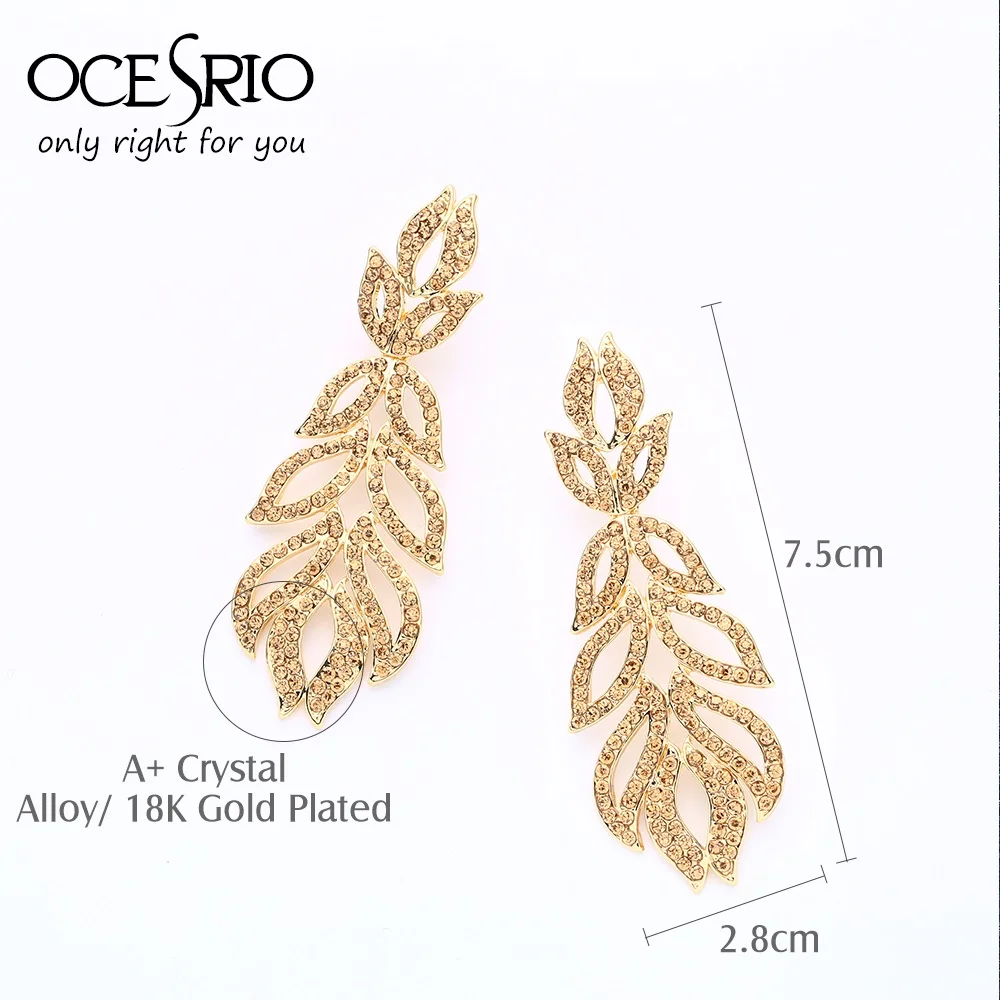 Серебряные серьги OCESRIO для свадьбы филигранные невесты модные с кристаллами ers