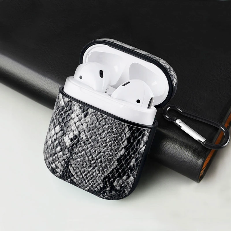 VETOMEET роскошные змеиной кожи Bluetooth беспроводной Чехол для наушников для Apple Airpods зарядное устройство крышка Крюк дизайн ультра тонкий