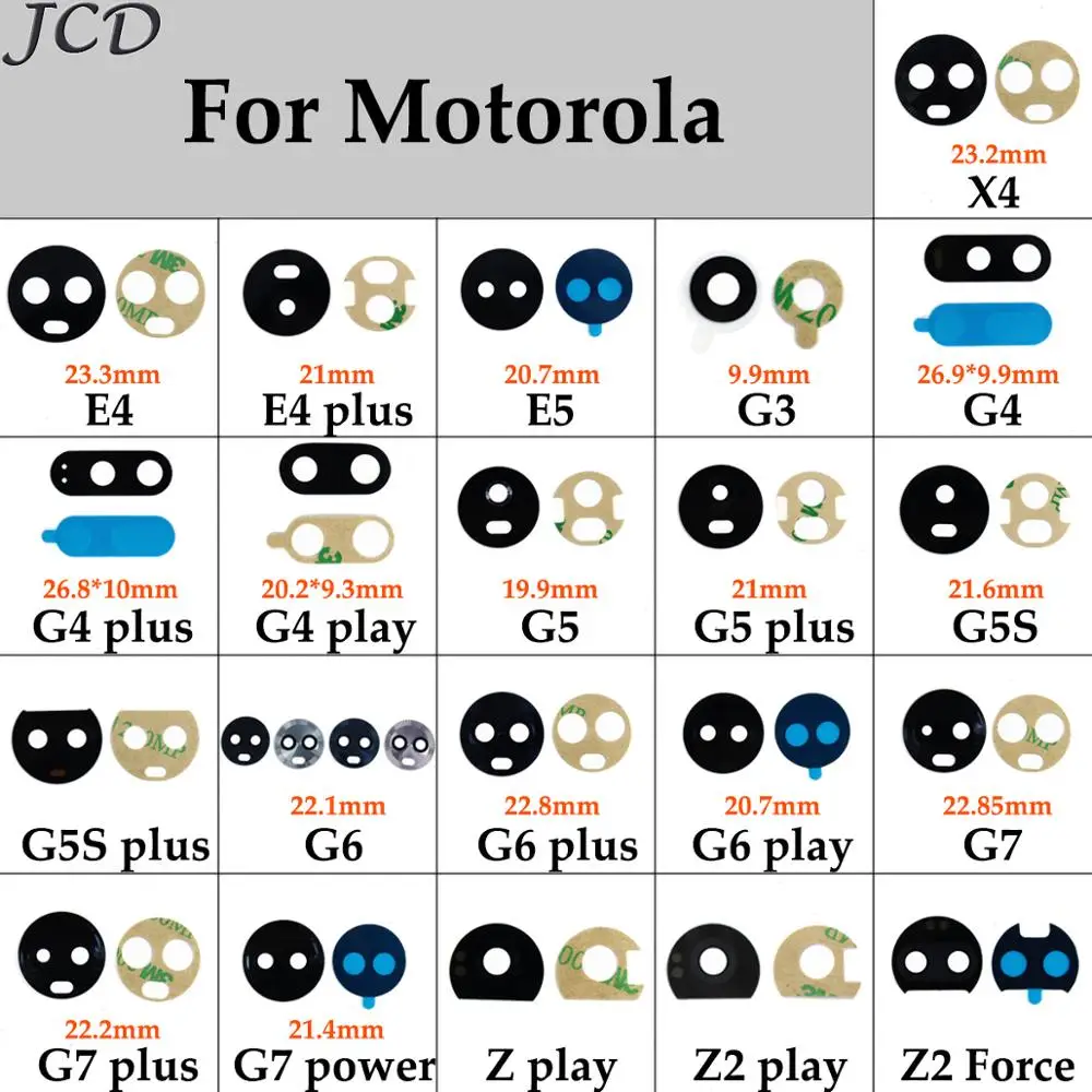 JCD 2 шт./лот для Motorola Moto G4 G5 G5S G3 G6 Plus Play G7 Power E4 E5 plus Z Z2 Force X4 стеклянный объектив