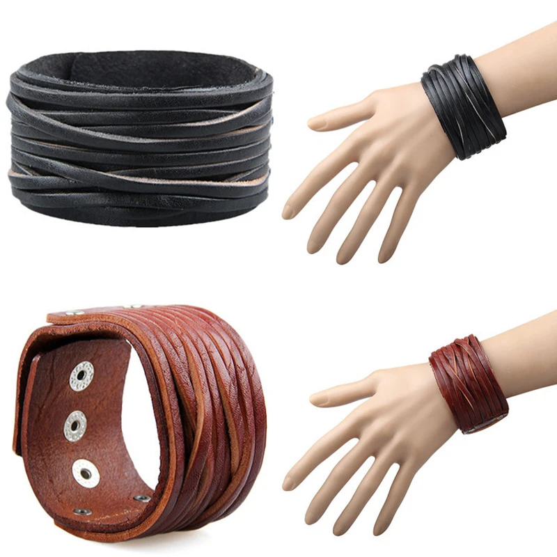 ZMZY Fashion Punk Men/Women Multi Braided Wide PU Leather Bracelet Wristband Jewelry Cuff Bangle Black/Brown Wrap Bracelets Gift | Украшения
