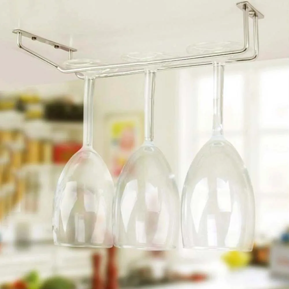 Металлическая Винная стойка настенная Серебряная нержавеющая сталь бокал для