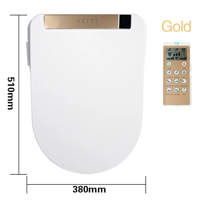KOHEEL LCD 3 Color Intelligent Toilet Seat Elongated Electric Bidet Cover Smart Bidet Heating Smart Toilet Seat - Цвет: Gold-Remote