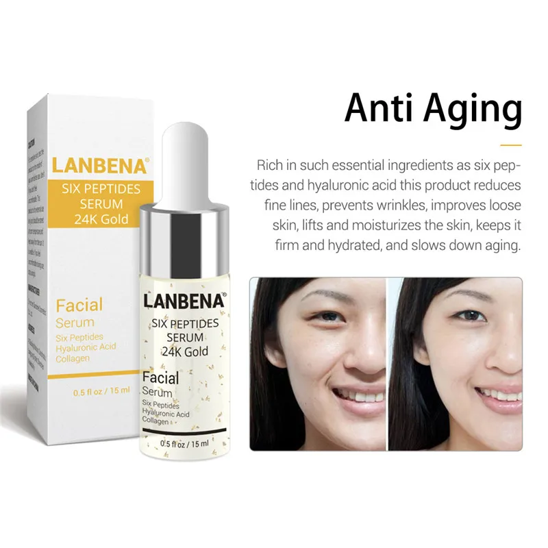 Сыворотка с гиалуроновой кислотой LANBENA + витамином C пептидами 24K Gold Acne Cream