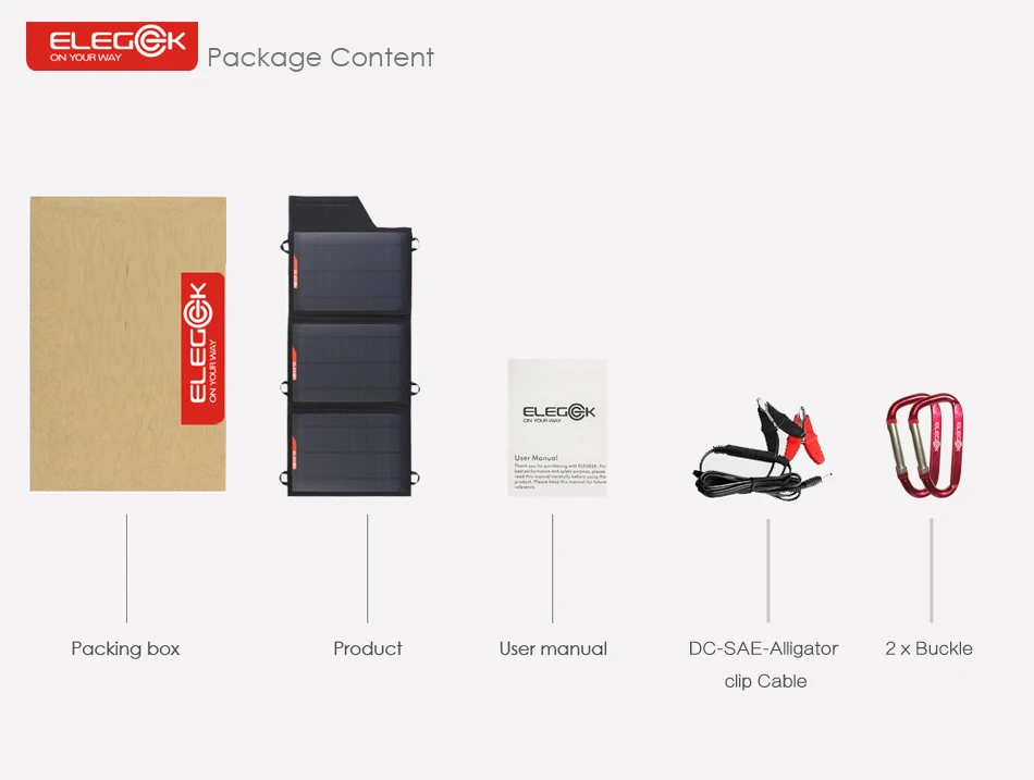 ELEGEEK 5 В/18 в 21 Вт солнечная панель Зарядное устройство USB DC двойной выход портативное солнечное зарядное устройство с сумкой для хранения для iPhone 12 В батарея