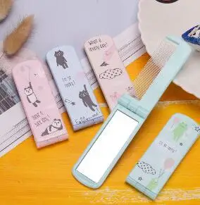 10 шт. портативный складной мини круглый массажный гребень милый мультфильм