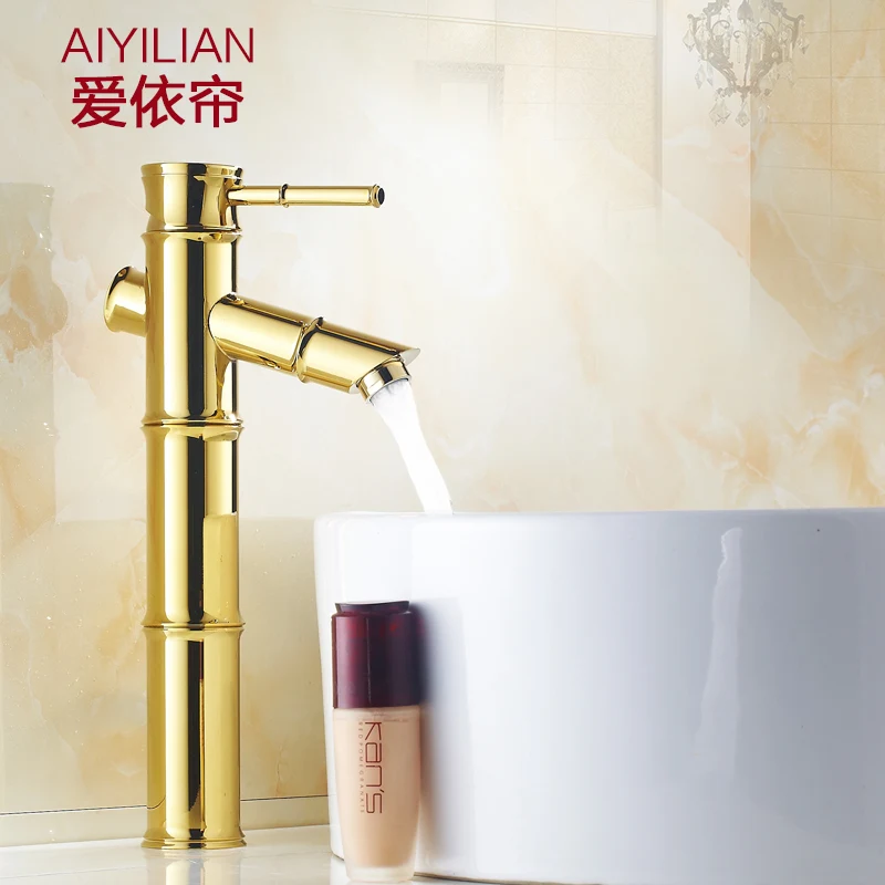 

Copper and gold faucets leading European gilt antique gilded bamboo art basin tap