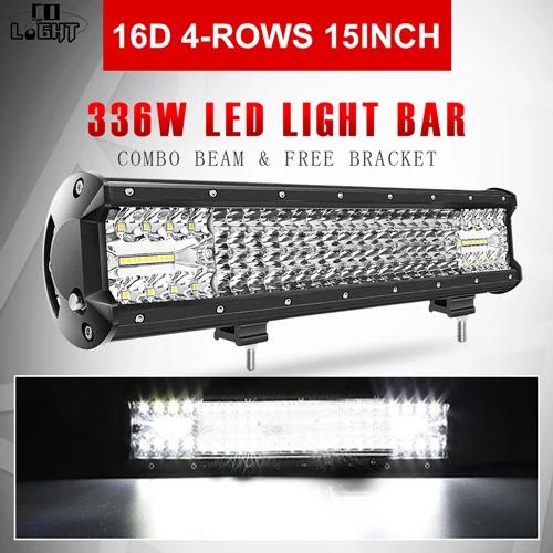 16D 15inch 336W CO LIGHT 16D Lens 4-Rows 264W 336W 480W 696W 1128W Led Light 4x4 Offroad Bar Combo Led Bar for Offroad 4WD Truck Trailer 12V 24V - Цвет: 16D 15inch 336W