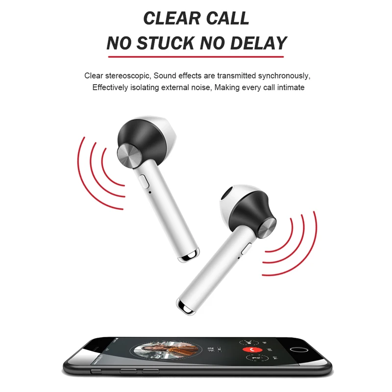 TWS Bluetooth наушники стерео бас гарнитура шумоизолирующие Беспроводные спортивные