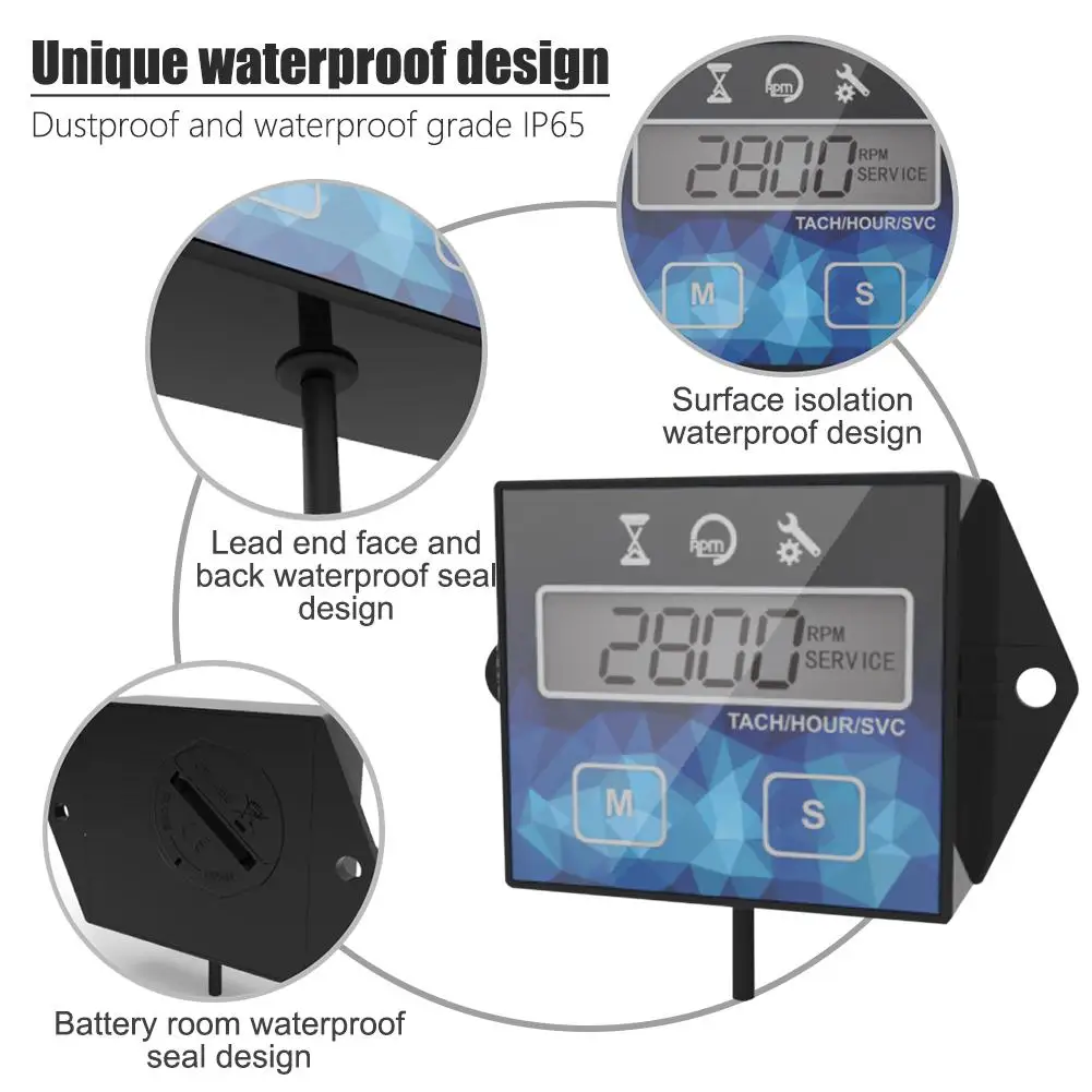 Digital Display Device For Motorcycle Speed Timer ATV Reset Motorboat Engine Electronic Tachometer Hour Meter | Автомобили и