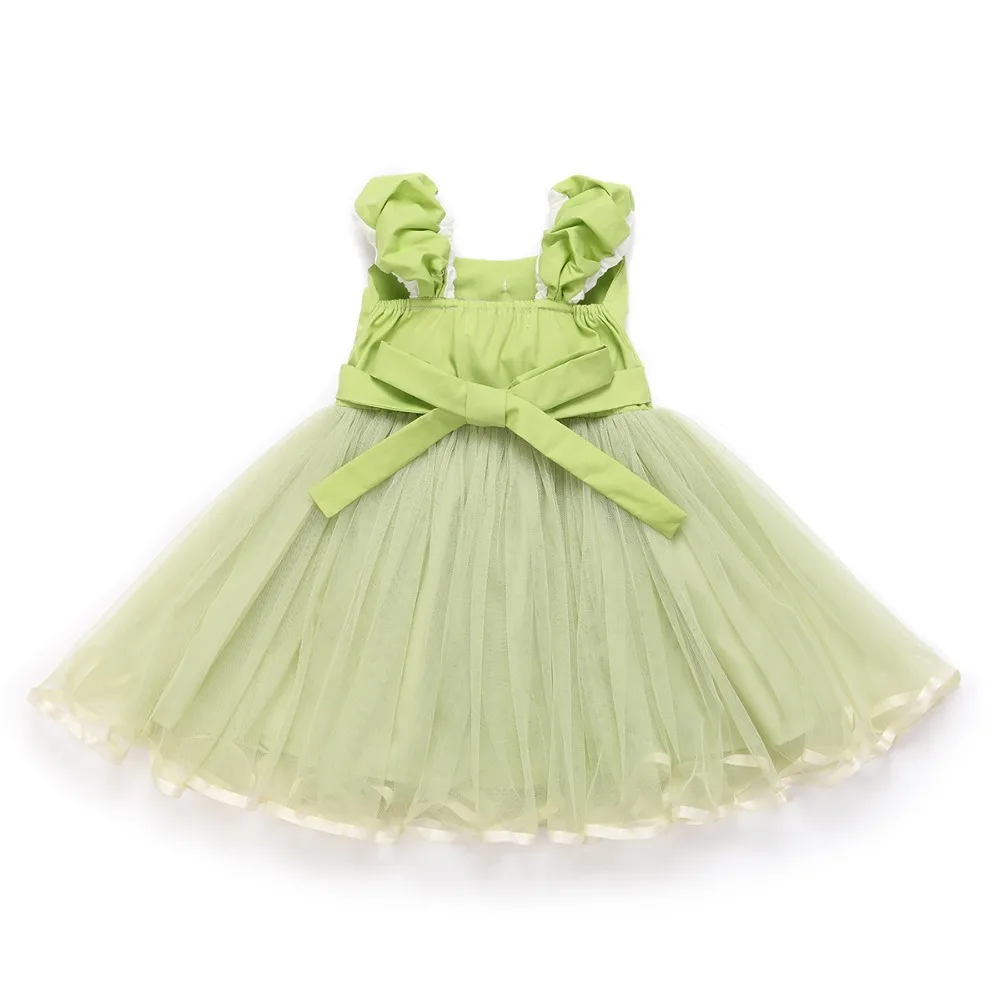 Новогодние товары Платье для маленьких девочек Лето 2017 г. Зеленый Тюль
