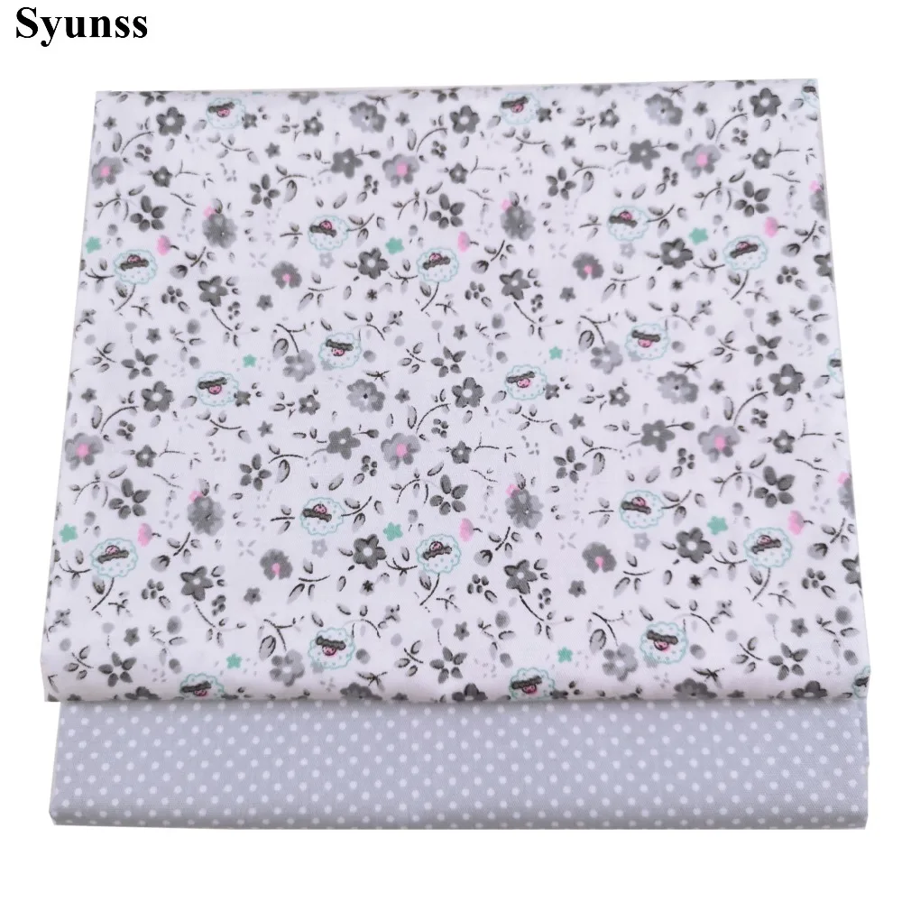 Syunss Diy Лоскутная Ткань для квилтинга детские кроватки подушки платье Шитье Tissus серое платье в горошек с цветочным принтом саржевая хлопковая ткань Tecido